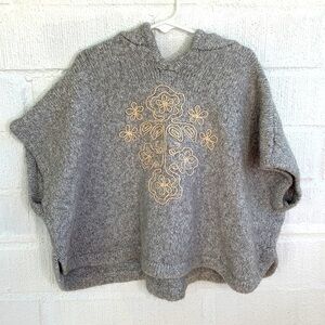 OshKosh B'gosh Gray Embroidered Acrylic Cotton Shrug Hooded Sweater sz 3T